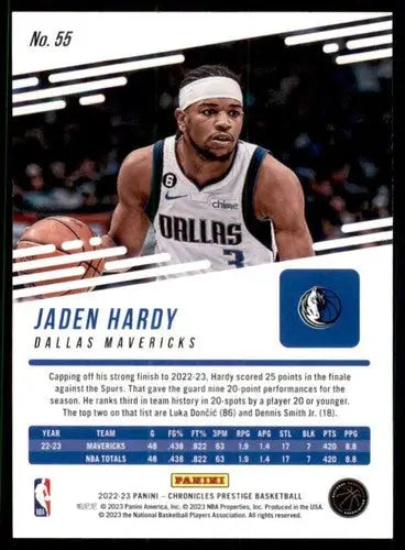2022-23 Panini Chronicles #55 Jaden Hardy NM-MT Mavericks Prestige ID:73779 - Basketball Card Single