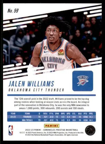 2022-23 Panini Chronicles #59 Jalen Williams NM-MT Thunder Prestige ID:73780 - Basketball Card Single