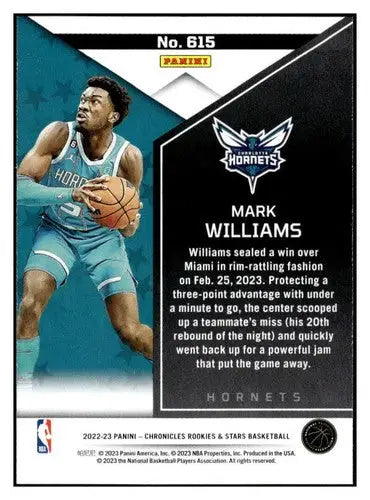 2022-23 Panini Chronicles Mark Williams basketball card with original gloss Hornets Rookies