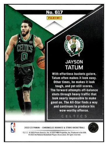 Jayson Tatum basketball card from Panini Chronicles with original gloss featuring Celtics rookie