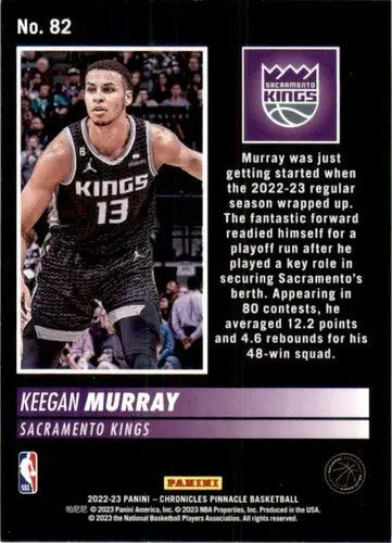 Keegan Murray basketball card from Panini Chronicles Sac Kings 2022-23 Pinnacle