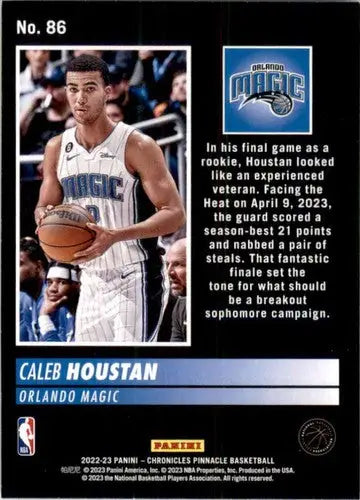 Basketball card showing Caleb Houstan from Panini Chronicles 2022-23 Magic Pinnacle