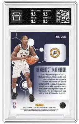 Graded Benedict Mathurin basketball trading card from Panini Chronicles Bennedict collection