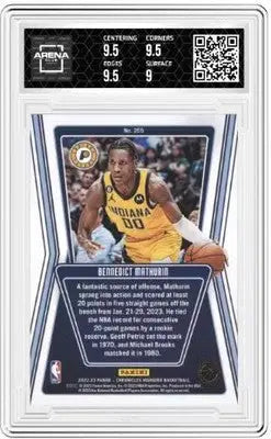 Graded Panini Chronicles Bennedict Mathurin Marquee Arena Club trading card 9.5