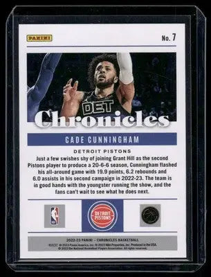 2022-23 Panini Chronicles Cade Cunningham #7 Basketball - Basketball Card Single