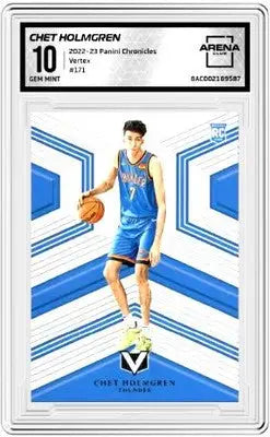 Graded Panini Chronicles Chet Holmgren basketball trading card from 2022-23 Arena Club