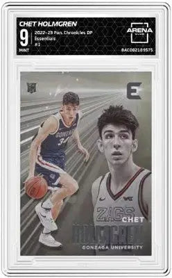 Graded basketball trading card of Chet Holmgren from Panini Chronicles Essentials Arena Club