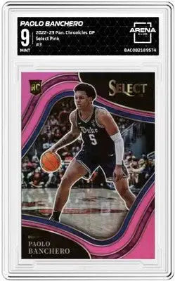 Panini Chronicles Paolo Banchero Select Pink basketball card graded Mint 9