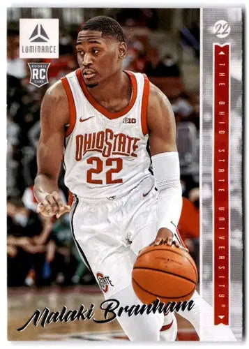 Malaki Branham basketball card from 2022-23 Panini Chronicles Draft Picks Luminance