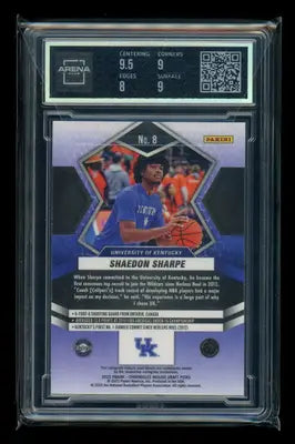 2022-23 Panini Chronicles Draft Picks Mosaic Shaedon Sharpe #8 RC Arena Club 8.5 - Basketball Card Single