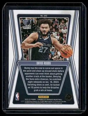 2022-23 Panini Chronicles Marquee David Roddy #242 RC Basketball - Basketball Card Single