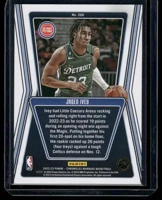 2022-23 Panini Chronicles Marquee Jaden Ivey #266 Basketball - Basketball Card Single