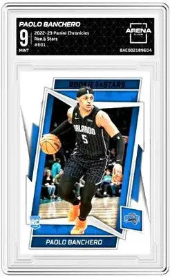 Graded 2022-23 Panini Chronicles Paolo Banchero #601 basketball trading card in AC 9