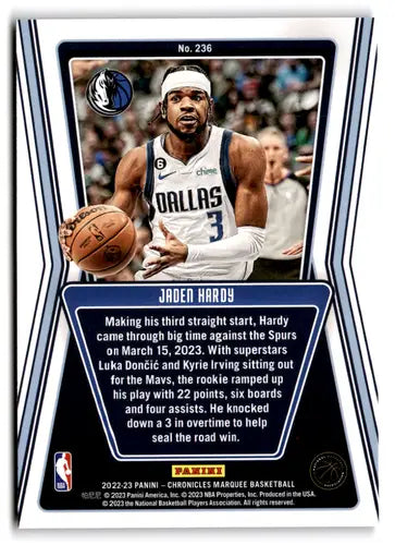 Original gloss Panini Chronicles Pink Jaden Hardy basketball card for Mavericks