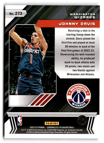 Original gloss Panini Chronicles Pink Johnny Davis basketball card in 2022-23 Panini Chronicles