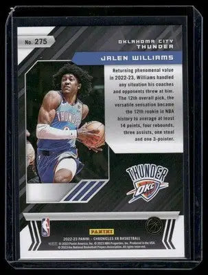 2022-23 Panini Chronicles XR Jalen Williams #275 RC Basketball - Basketball Card Single