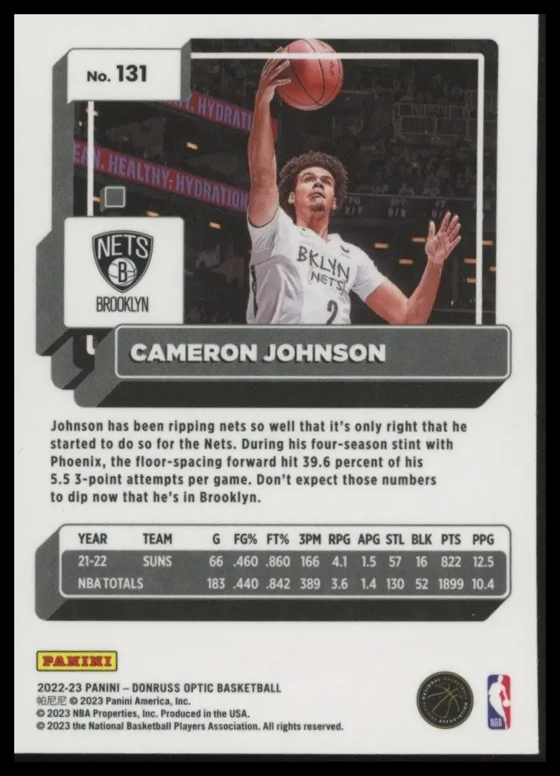 2022-23 Panini Donruss Optic Cameron Johnson #131 Brooklyn Nets Basketball Card - Basketball Card Single