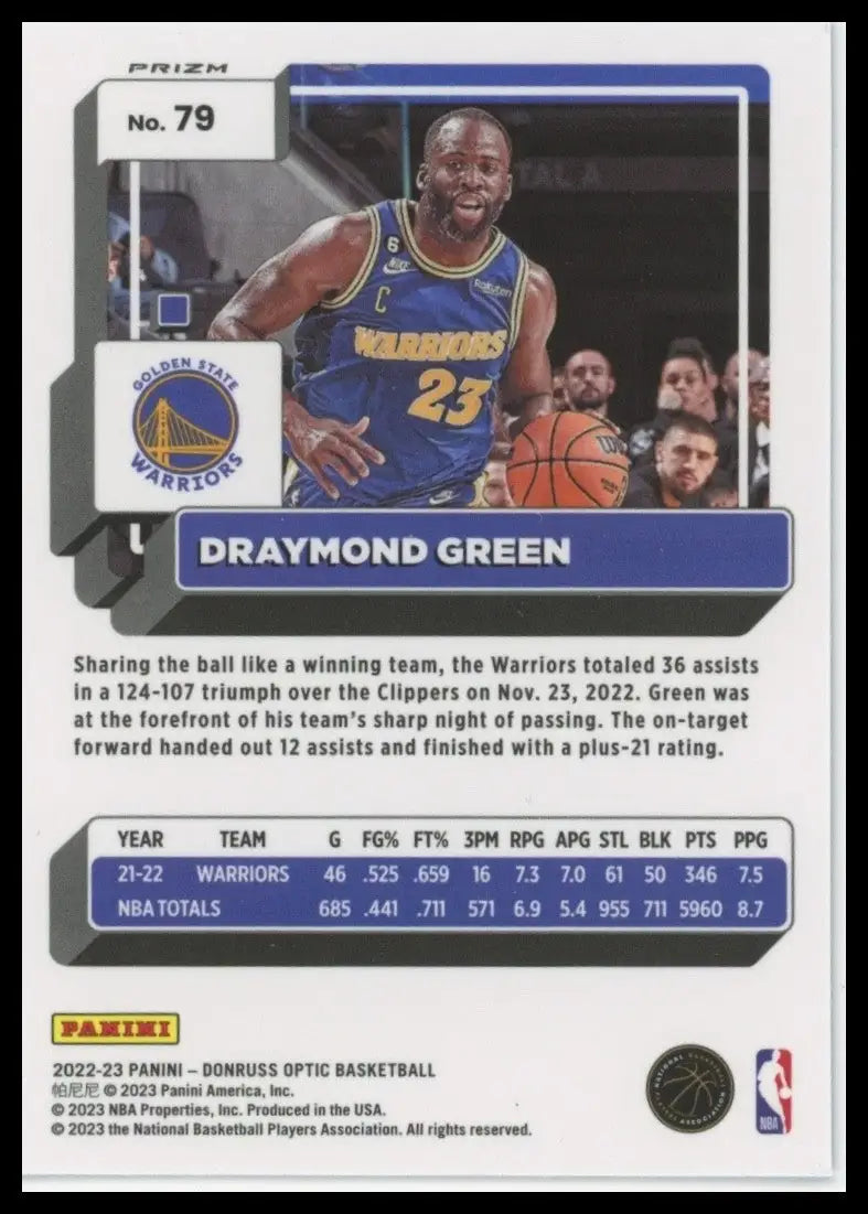 2022-23 Panini Donruss Optic - Draymond Green #79 Purple Prizm - Basketball Card Single