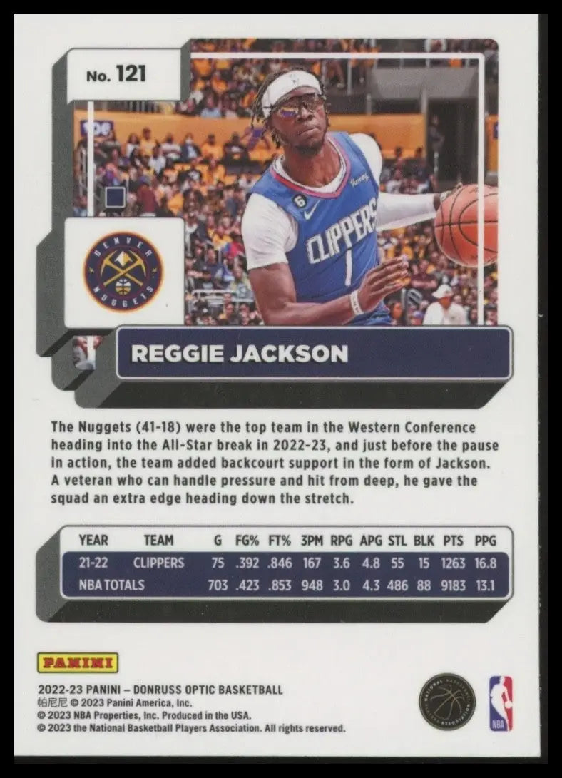 2022-23 Panini Donruss Optic Reggie Jackson #121 Denver Nuggets Basketball Card - Basketball Card Single