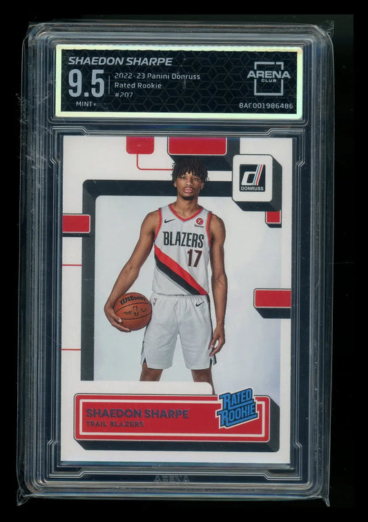 2022-23 Panini Donruss Rated Rookie Shaedon Sharpe #207 Arena Club 9.5 - Basketball Card Single