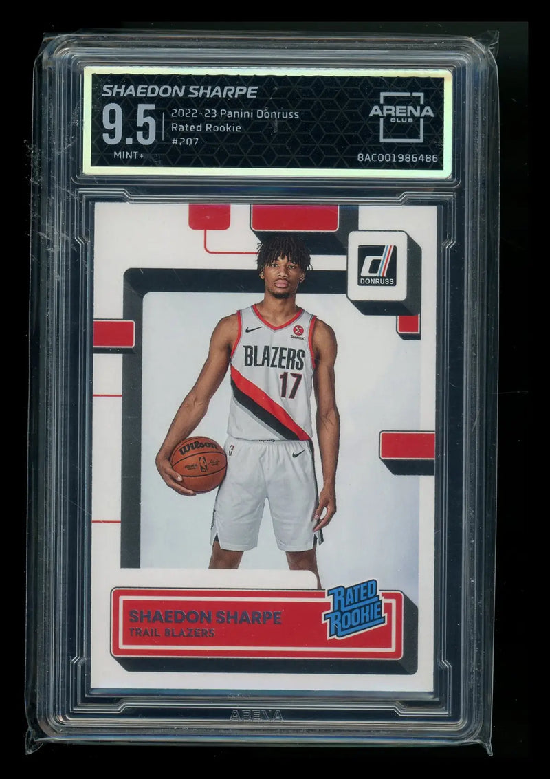 2022-23 Panini Donruss Rated Rookie Shaedon Sharpe #207 Arena Club 9.5 - Basketball Card Single