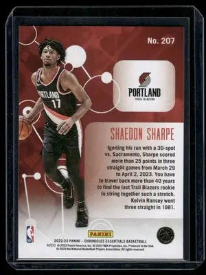 2022-23 Panini Essentials Shaedon Sharpe #207 RC Basketball - Basketball Card Single
