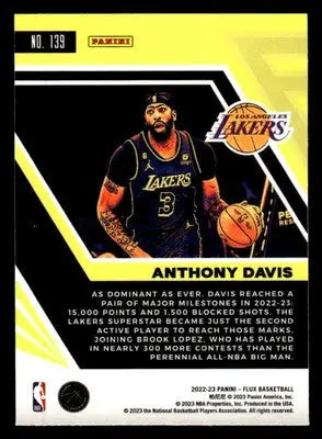 2022-23 Panini Flux #139 Anthony Davis Base Los Angeles Lakers - Basketball Card Single