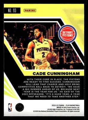 2022-23 Panini Flux #93 Cade Cunningham - Basketball Card Single