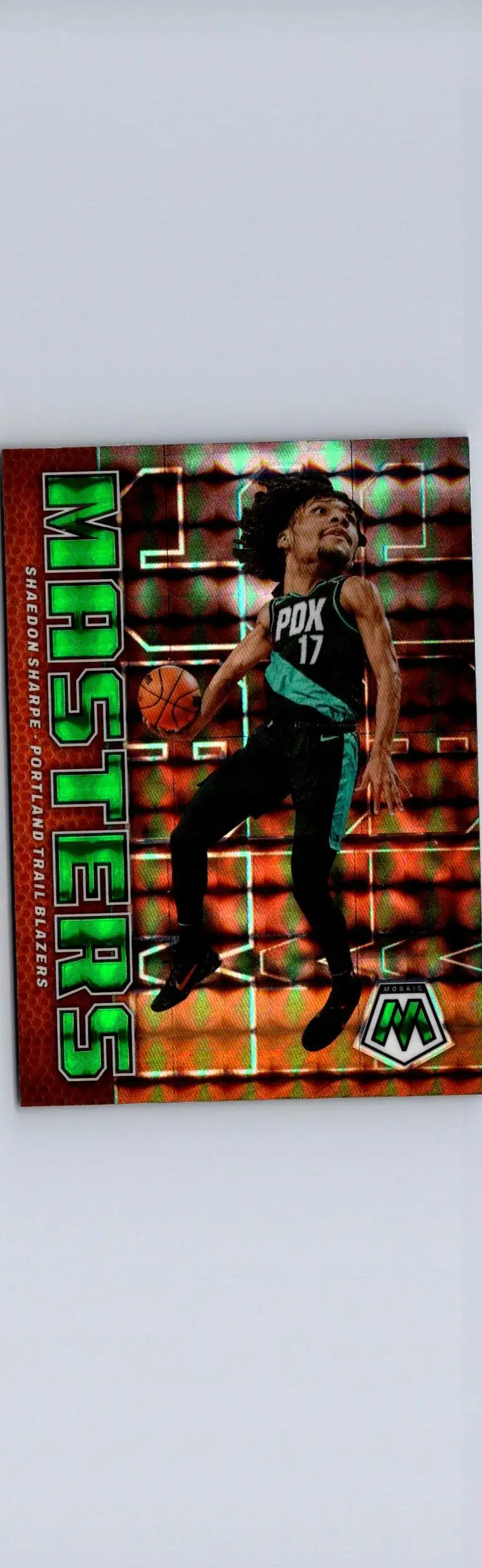 Basketball trading card of Shaedon Sharpe Jam Masters Mosaic Green for 2022-23 Panini