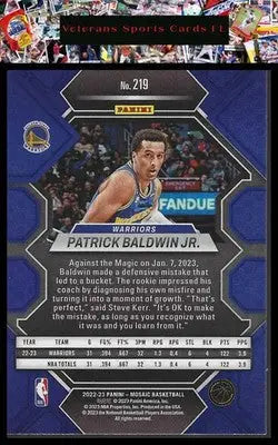 2022-23 Panini Mosaic #219 Patrick Baldwin Jr.
