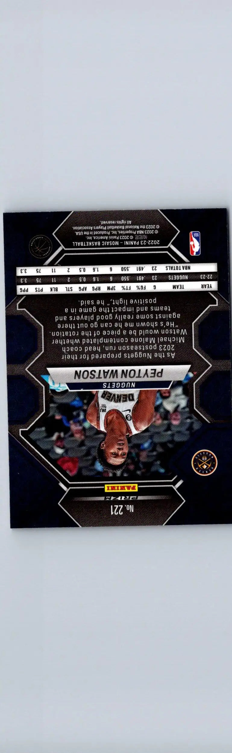 Peyton Watson basketball card 2022-23 Panini Mosaic Peyton Watson Green image
