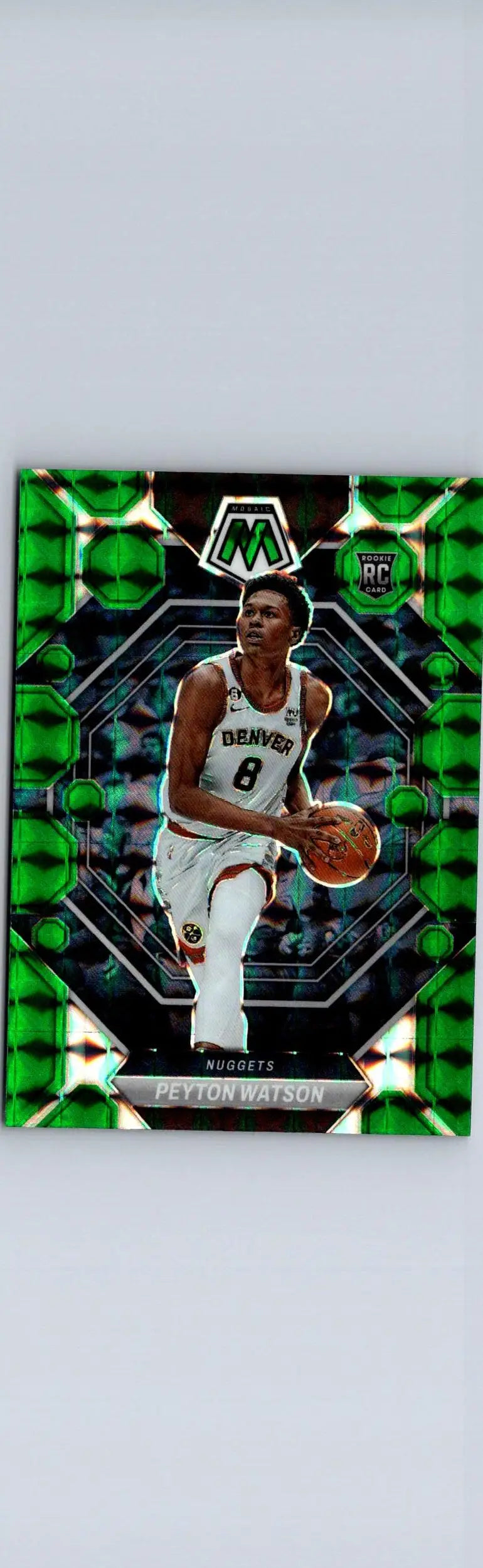Peyton Watson Green Panini Mosaic basketball card featuring green mosaic design