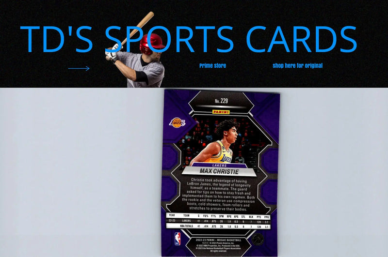 Max Christie basketball card from 2022-23 Panini Mosaic #229 collectible series