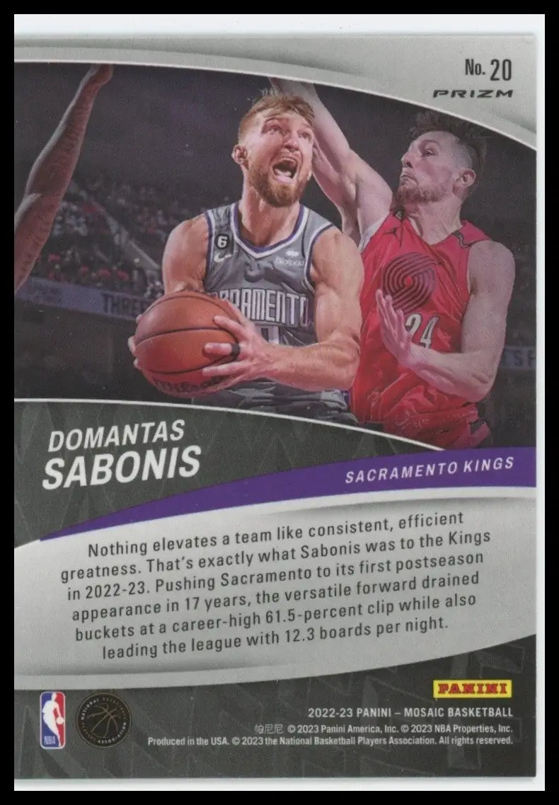 2022-23 Panini Mosaic Elevate Green Mosaic Domantas Sabonis #20 Sacramento Kings - Basketball Card Single