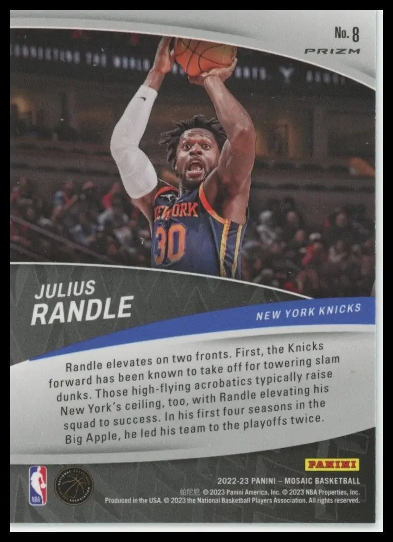 2022-23 Panini Mosaic Elevate Green Mosaic Julius Randle #8 New York Knicks Card - Basketball Card Single