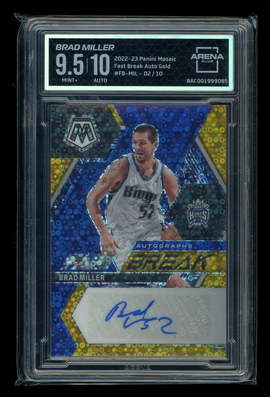2022-23 Panini Mosaic Fast Break Auto Gold Brad Miller #FB-MIL Auto 02/10 AC 9.5 - Basketball Card Single