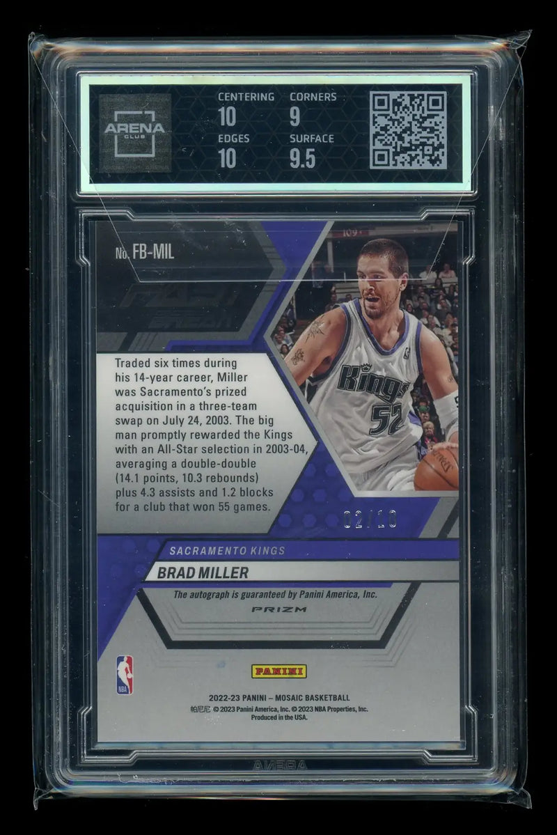 2022-23 Panini Mosaic Fast Break Auto Gold Brad Miller #FB-MIL Auto 02/10 AC 9.5 - Basketball Card Single