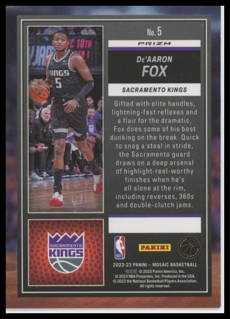 2022-23 Panini Mosaic Jam Masters Green Mosaic DeAaron Fox #5 Sacramento Kings - Basketball Card Single