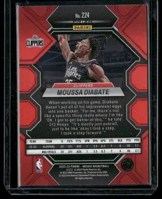 2022-23 Panini Mosaic Moussa Diabate #224 Blue Reactive RC Basketball - Basketball Card Single