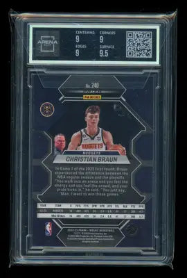 2022-23 Panini Mosaic Reactive Yellow Christian Braun #240 RC Arena Club 9 - Basketball Card Single