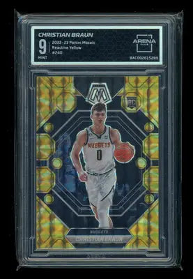 2022-23 Panini Mosaic Reactive Yellow Christian Braun #240 RC Arena Club 9 - Basketball Card Single