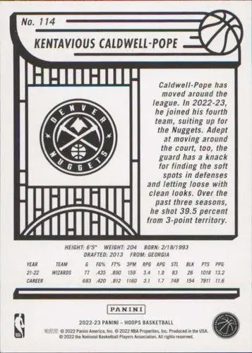 2022-23 Panini NBA Hoops #114 Kentavious Caldwell-Pope NM-MT Nuggets ID:51234 - Basketball Card Single