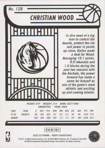 2022-23 Panini NBA Hoops #128 Christian Wood NM-MT Mavericks ID:51948 - Basketball Card Single