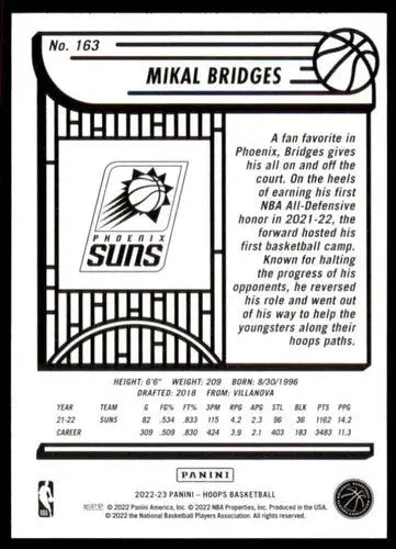 2022-23 Panini NBA Hoops #163 Mikal Bridges NM-MT Suns ID:51982 - Basketball Card Single