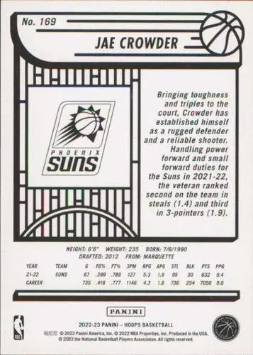 2022-23 Panini NBA Hoops #169 Jae Crowder NM-MT Suns ID:51988 - Basketball Card Single