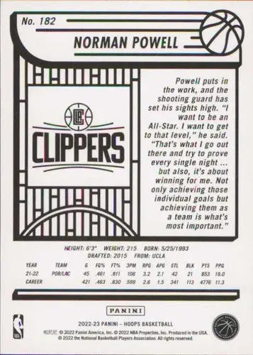 2022-23 Panini NBA Hoops #182 Norman Powell NM-MT Clippers ID:52000 - Basketball Card Single