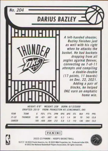 Darius Bazley basketball card from Panini NBA Hoops 2022-23 original gloss series