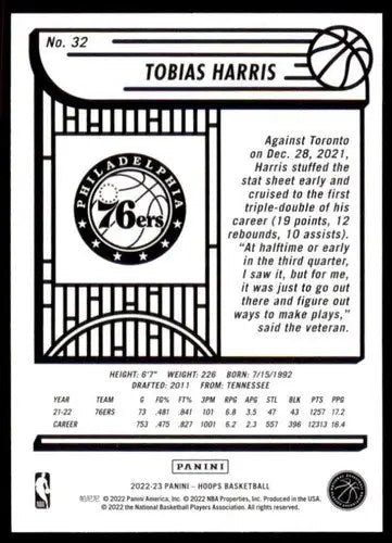 2022-23 Panini NBA Hoops #32 Tobias Harris NM-MT 76ers ID:51266 - Basketball Card Single