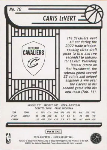 Original gloss Caris LeVert basketball card from Panini NBA Hoops 2022-23 series
