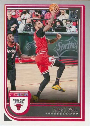 Panini NBA Hoops Lonzo Ball basketball card from 2022-23 Panini NBA Hoops collection